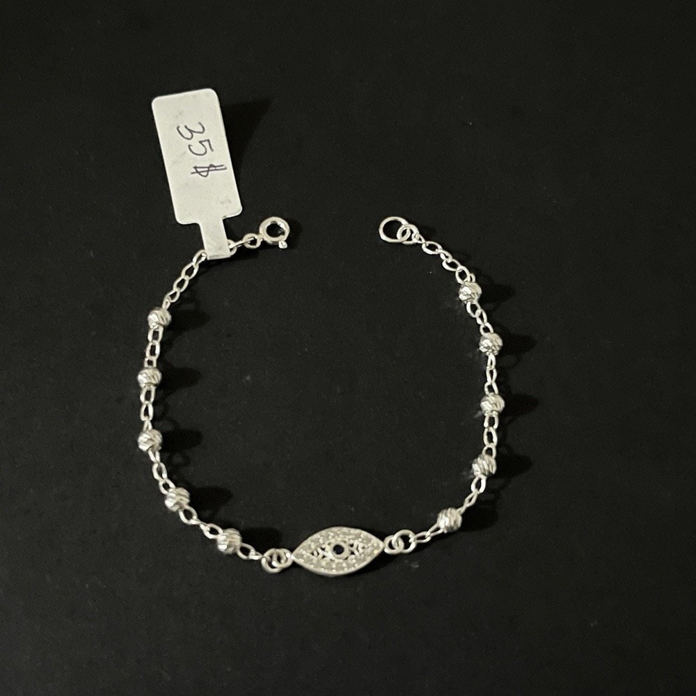 pulsera con diseño‎ de ojo con piedrita color azul - plata 925 - 7 Inch
